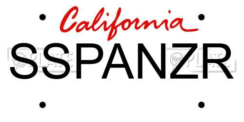 SSPANZR California License Plate