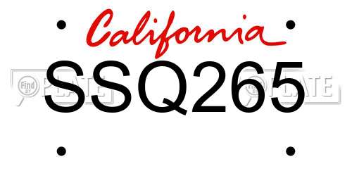 SSQ265 California License Plate