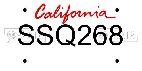 SSQ268 California License Plate