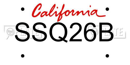 SSQ26B California License Plate