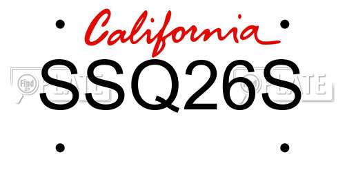 SSQ26S California License Plate