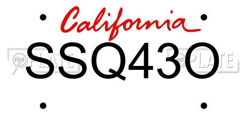 SSQ43O California License Plate