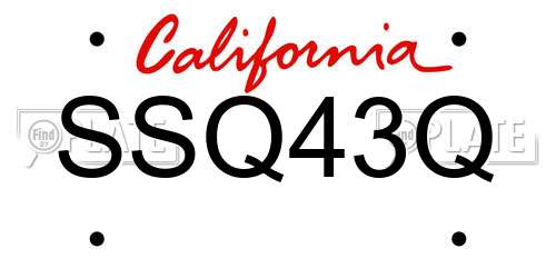 SSQ43Q California License Plate