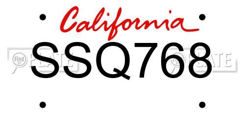 SSQ768 California License Plate