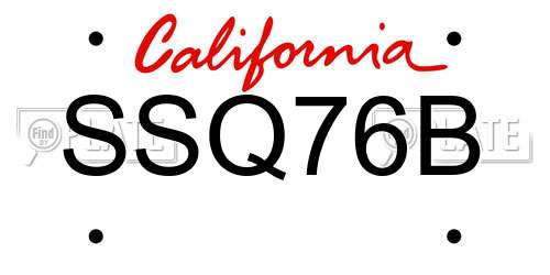 SSQ76B California License Plate