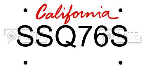 SSQ76S California License Plate