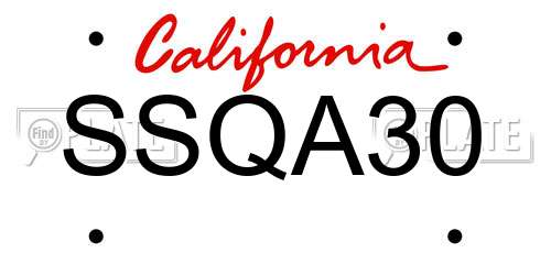 SSQA30 California License Plate