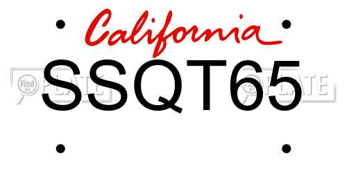 SSQT65 California License Plate