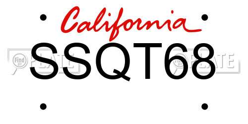 SSQT68 California License Plate