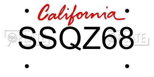 SSQZ68 California License Plate