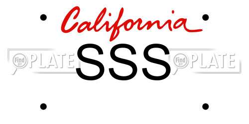 SSS California License Plate