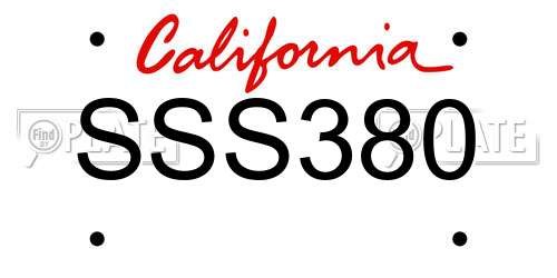 SSS380 California License Plate