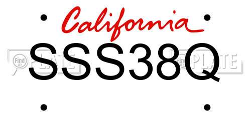 SSS38Q California License Plate