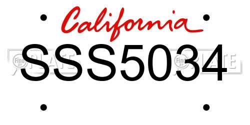 SSS5034 California License Plate