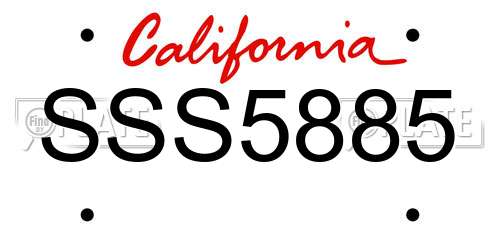 SSS5885 California License Plate