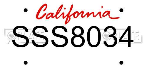 SSS8034 California License Plate