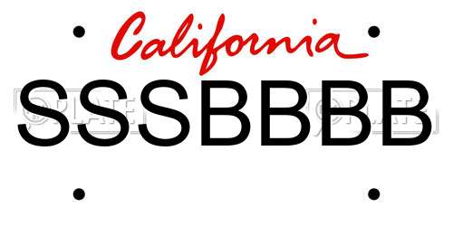 SSSBBBB California License Plate