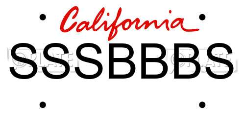SSSBBBS California License Plate