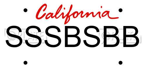 SSSBSBB California License Plate