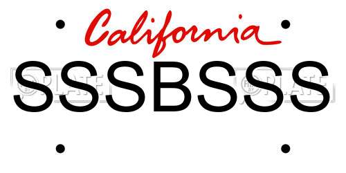 SSSBSSS California License Plate