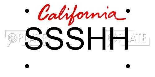 SSSHH California License Plate