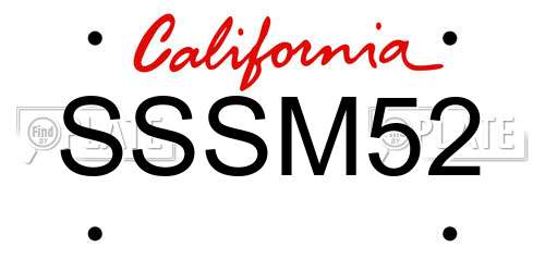 SSSM52 California License Plate
