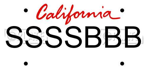 SSSSBBB California License Plate