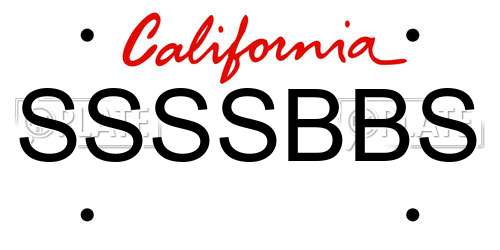 SSSSBBS California License Plate