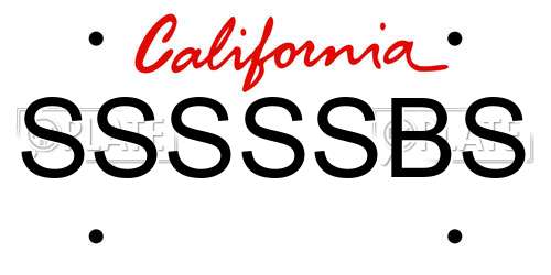SSSSSBS California License Plate