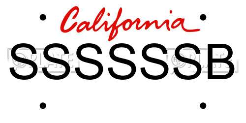SSSSSSB California License Plate