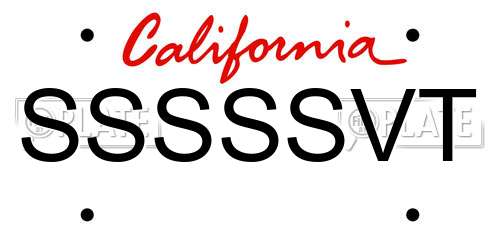 SSSSSVT California License Plate
