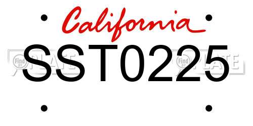 SST0225 California License Plate
