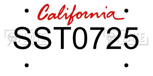 SST0725 California License Plate