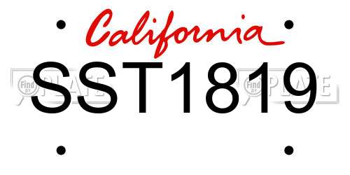 SST1819 California License Plate