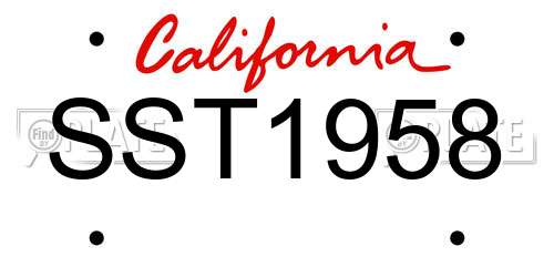 SST1958 California License Plate