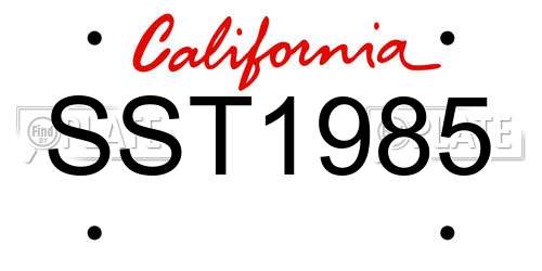 SST1985 California License Plate