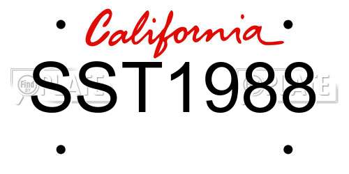 SST1988 California License Plate
