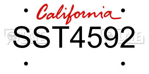 SST4592 California License Plate