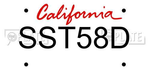 SST58D California License Plate
