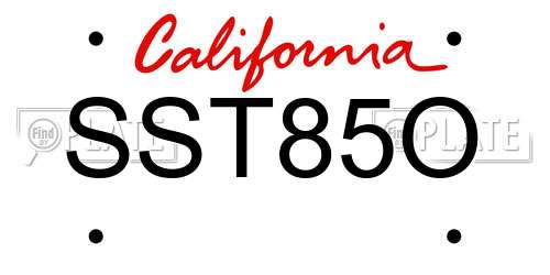 SST85O California License Plate