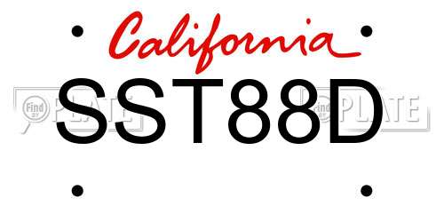 SST88D California License Plate