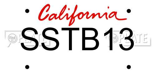 SSTB13 California License Plate