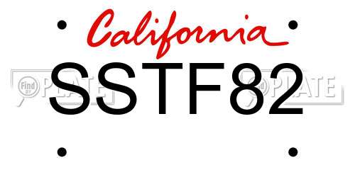 SSTF82 California License Plate