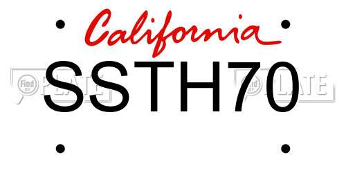 SSTH70 California License Plate