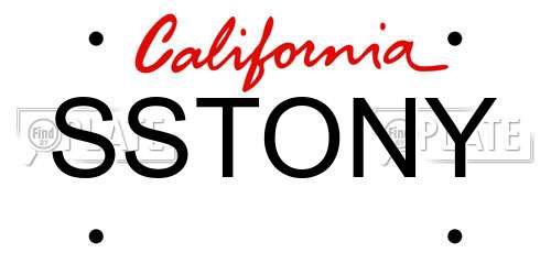 SSTONY California License Plate