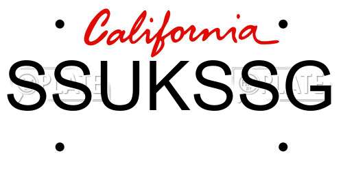 SSUKSSG California License Plate