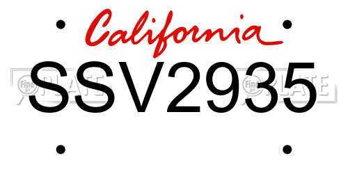 SSV2935 California License Plate