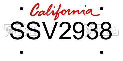 SSV2938 California License Plate
