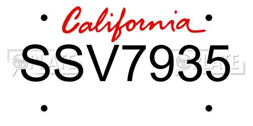 SSV7935 California License Plate