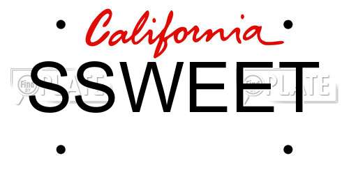 SSWEET California License Plate